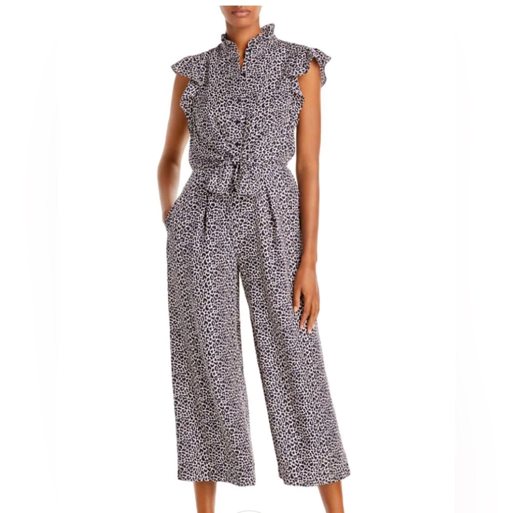 Rebecca Taylor WOMENS LEOPARD RUFFLE JUMPSUIT